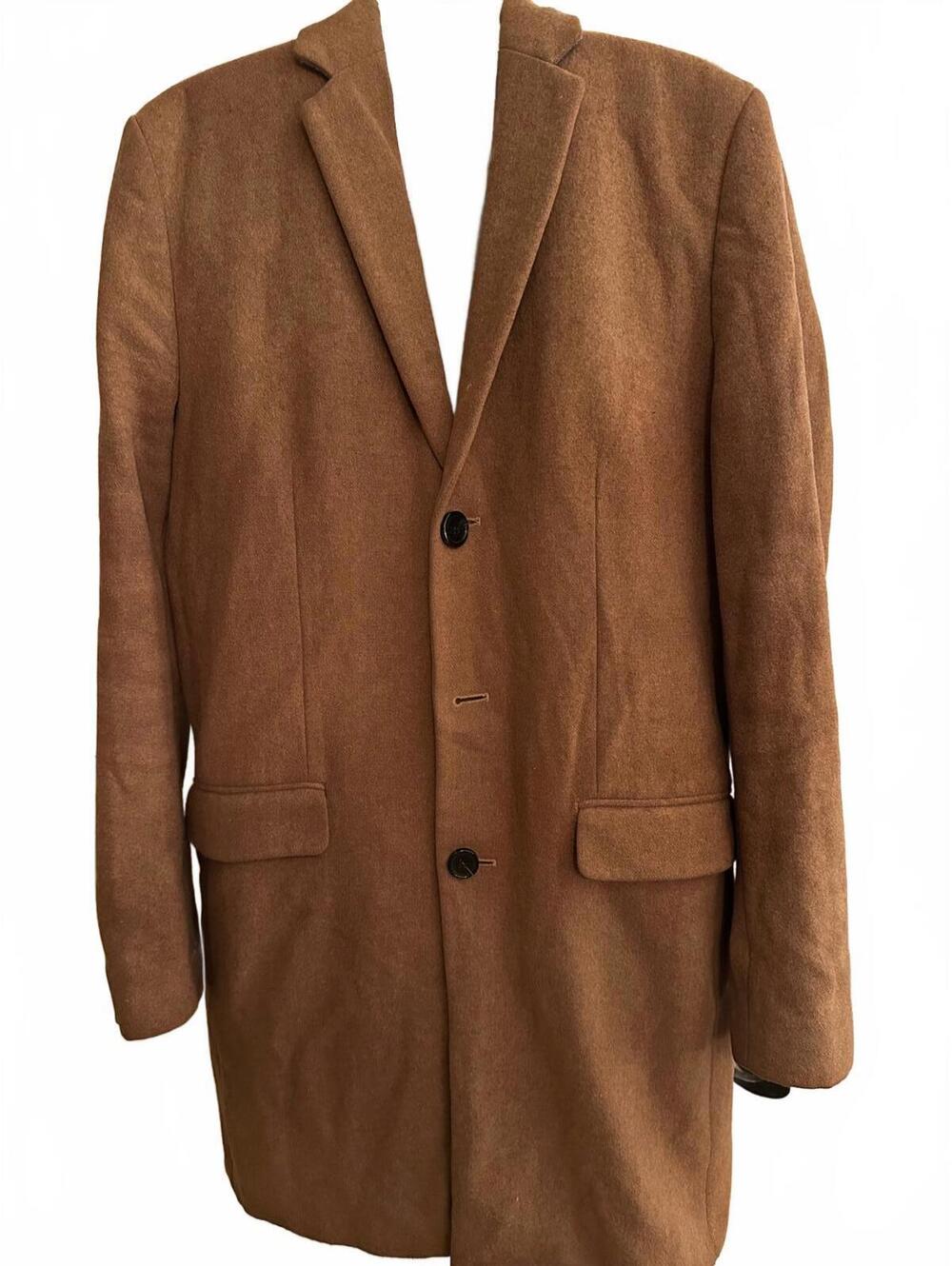 New Look Mens S Brown Wool Blend Topcoat Overcoat